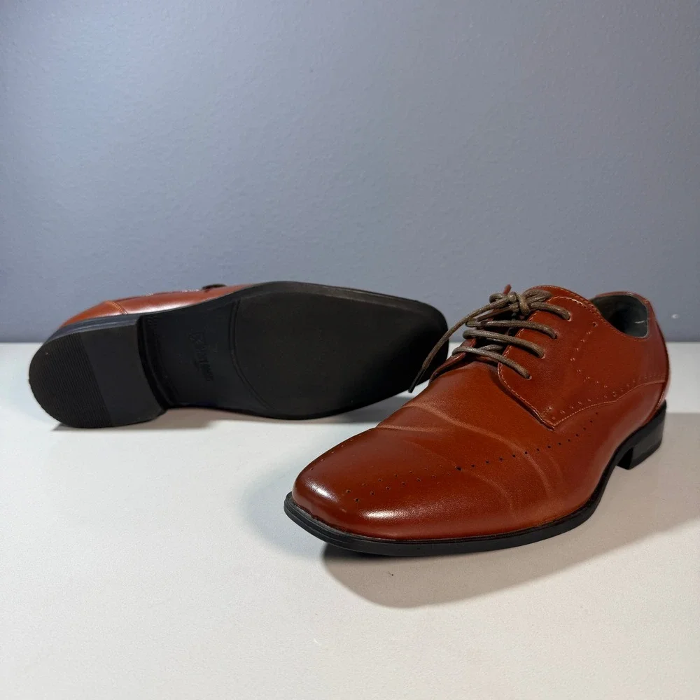 Stacy Adams Boys Dress Shoes Cognac‎ Brown Lace Up Oxford Size 7M